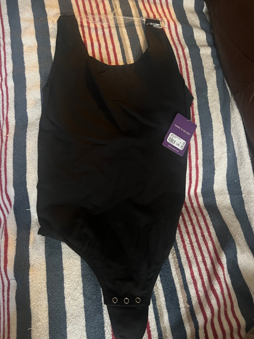 Black Snap-Closure Shapewear Bodysuit for Women
